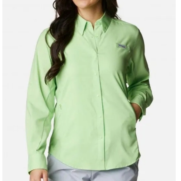 Columbia PFG Tamiami II Lime Green Shirt Size Small - Picture 2 of 5